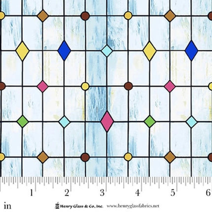 Faith in Full Color Geometirc Stained Glass Cotton Fabric