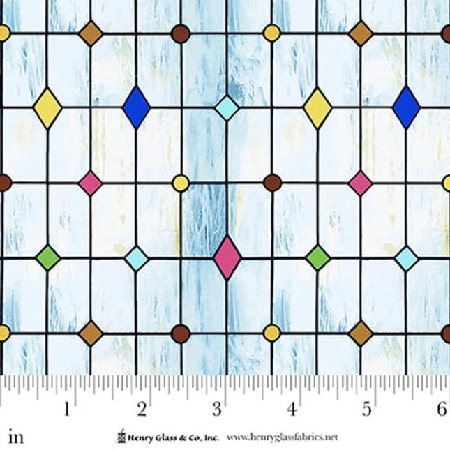 Faith in Full Color Geometirc Stained Glass Cotton Fabric