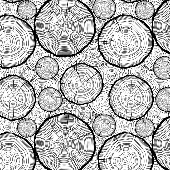 North of Ordinary Wood Grain White Cotton Fabric