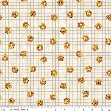 Friends of Smokey Bear Smokey Head Toss Cream Cotton Fabric