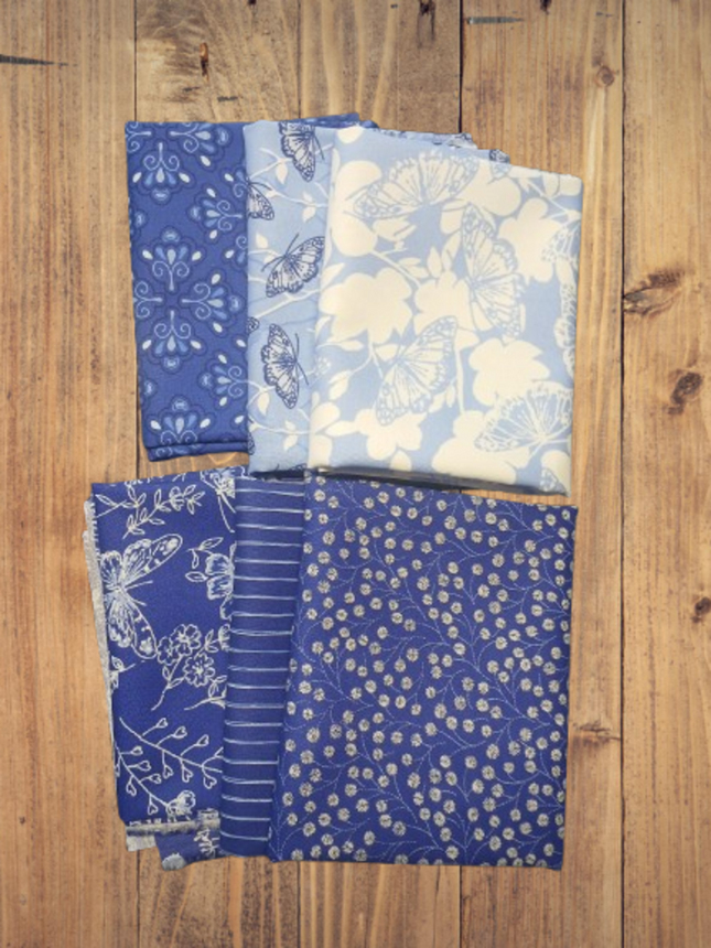 6 Fat Quarters - Assorted Butterfly Blues Blue Themed Fat Quarter Bundle
