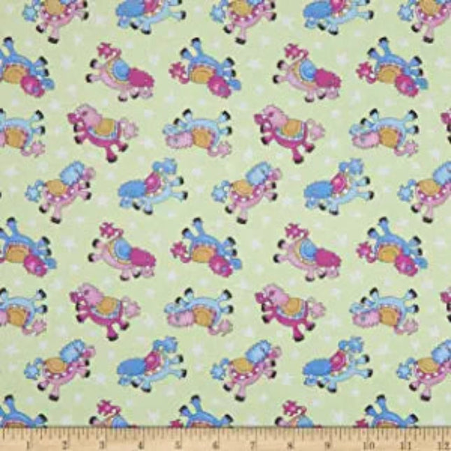 Once Upon A Time Tossed Horses Cotton Fabric Pillowcase