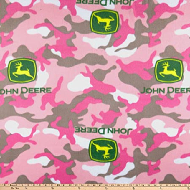 John Deere Camo Pink Cotton Fabric Curtain