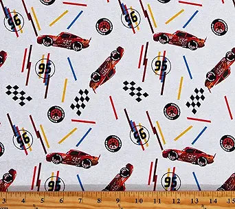 McQueen Tires Toss Cotton Fabric