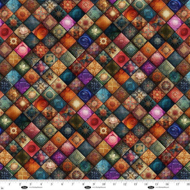 Forget Me Not Quilt Diamonds Cotton Fabric
