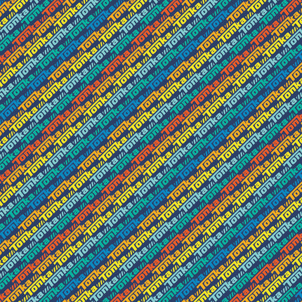 Hasbro Tonka III Logo Stripe Blue Cotton Fabric