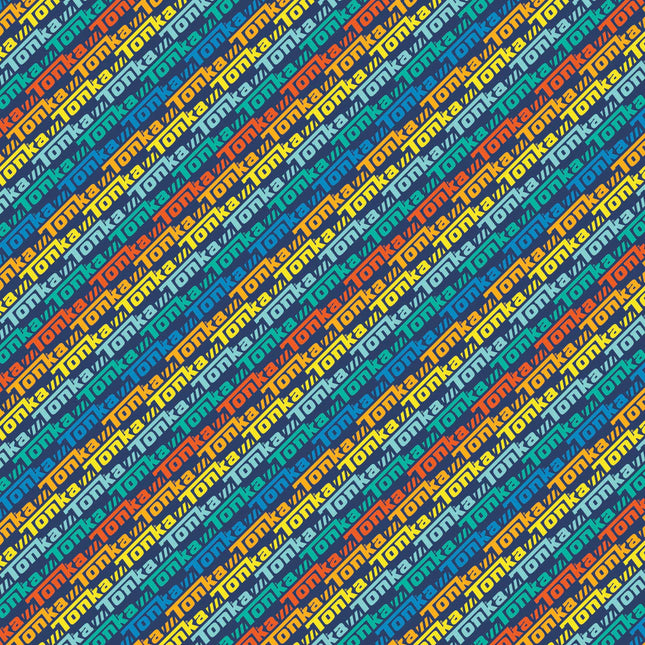 Hasbro Tonka III Logo Stripe Blue Cotton Fabric