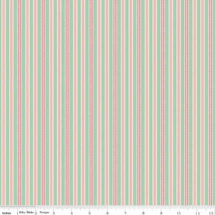Farmer's Daughter Ticking Sage Cotton Fabric