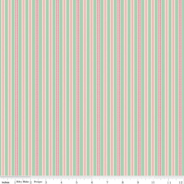 Farmer's Daughter Ticking Sage Cotton Fabric