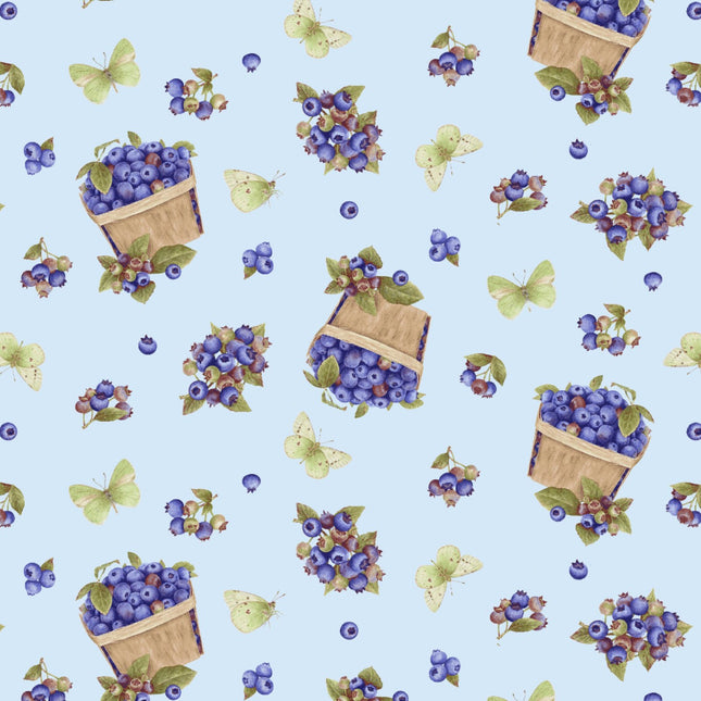 Berrylicious Tossed Baskets and Berries Cotton Fabric