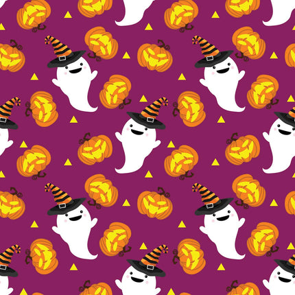 Ghost Witch Allover - Purple Cotton Fabric