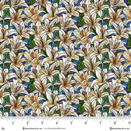 Faith in Full Color Packed Lillies Cotton Fabric