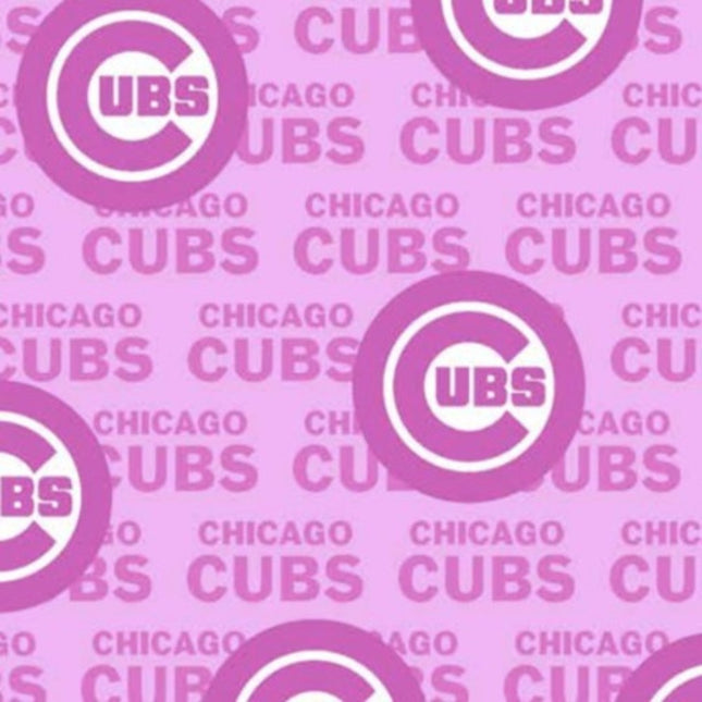 Chicago Cubs Pink MLB National League Central Cotton Fabric