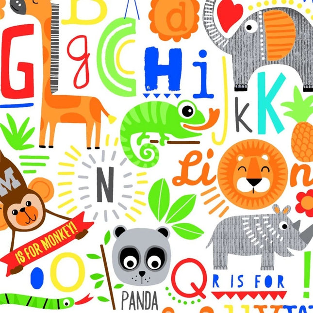 Alphabet ABC Animals Flannel Fabric