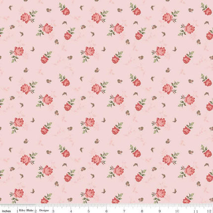 Anne of Green Gables Roses Pink Cotton Fabric