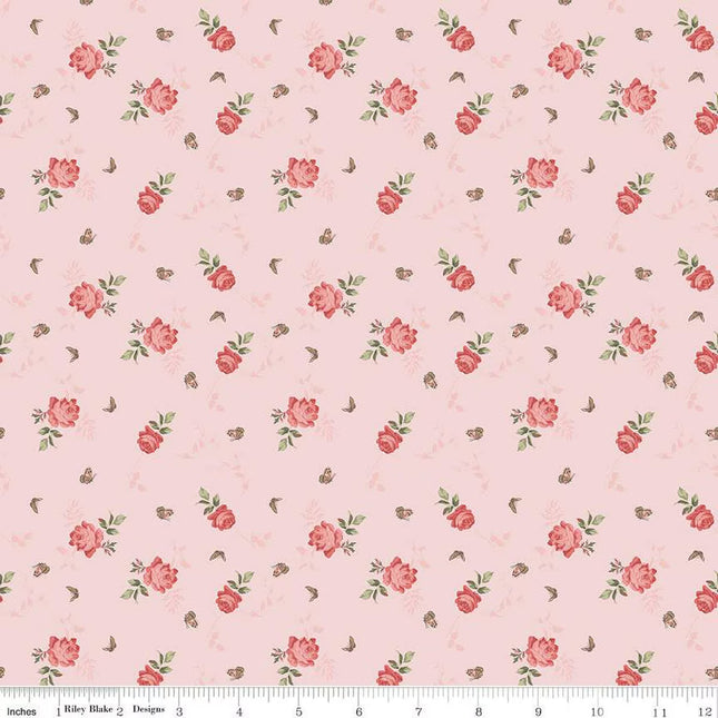 Anne of Green Gables Roses Pink Cotton Fabric