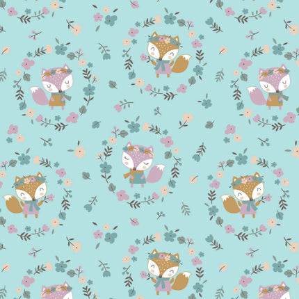 Autumn Vixen Blue Fox Flannel Fabric