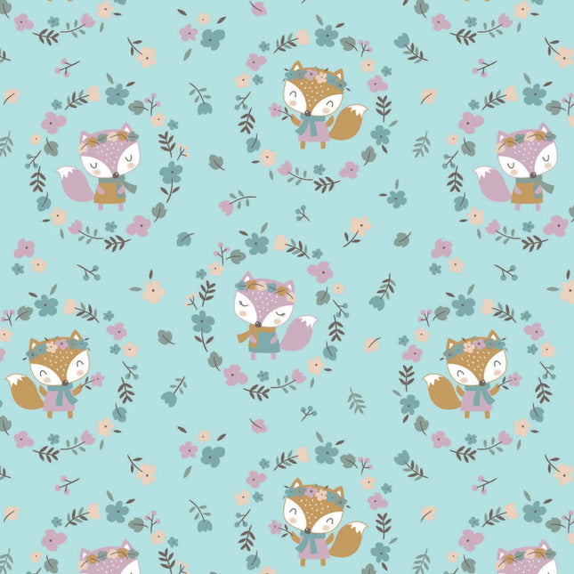 Autumn Vixen Blue Fox Flannel Fabric