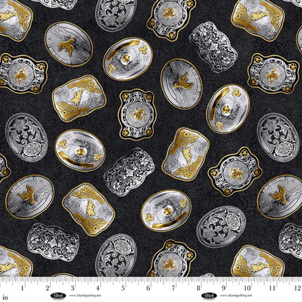 Spurs & Spirit Belt Buckles Cotton Fabric