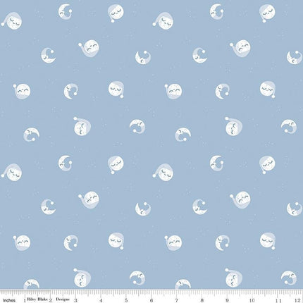 Twinkle Little Star Goodnight Moon Blue Cotton Fabric