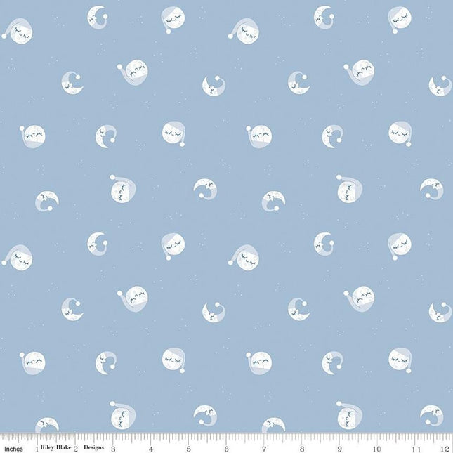 Twinkle Little Star Goodnight Moon Blue Cotton Fabric
