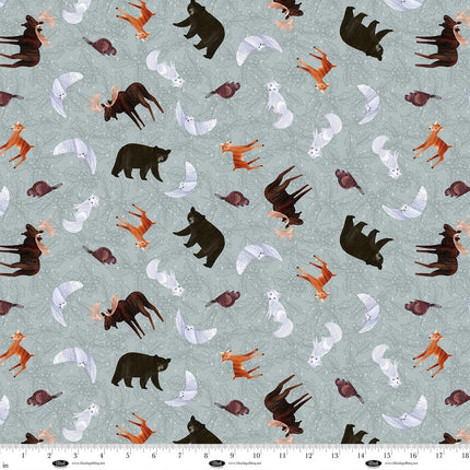 Chill Factor Wildlife Sage Flannel Fabric