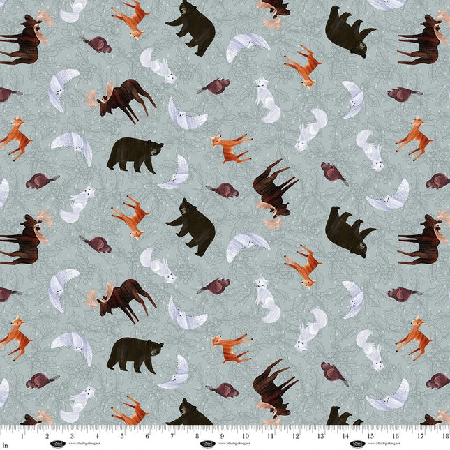 Chill Factor Wildlife Sage Flannel Fabric