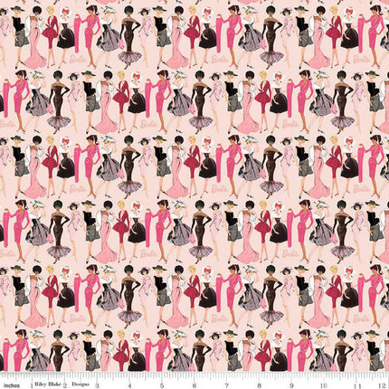 Barbie Vintage Fashion Blush Cotton Fabric