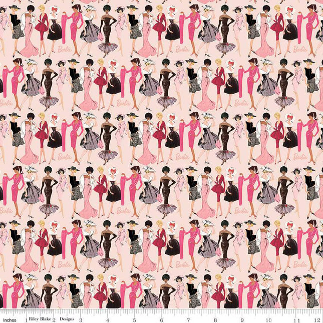 Barbie Vintage Fashion Blush Cotton Fabric