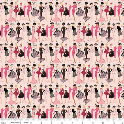 Barbie Vintage Fashion Blush Cotton Fabric Table Runner & Placemats