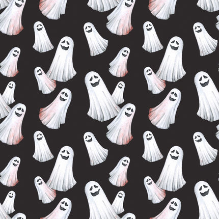 Mischievous Ghosts Allover - Black Cotton Fabric