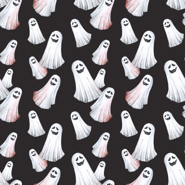 Mischievous Ghosts Allover - Black Cotton Fabric