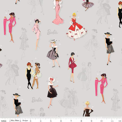 Barbie Vintage Main Gray Cotton Fabric Curtain