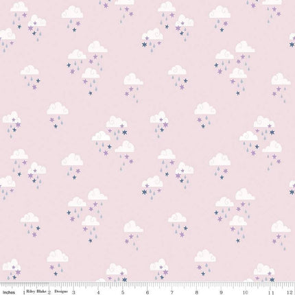 Twinkle Little Star Dream Skies Pink Cotton Fabric