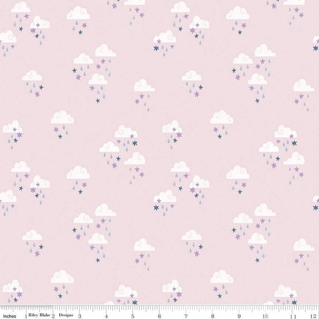 Twinkle Little Star Dream Skies Pink Cotton Fabric