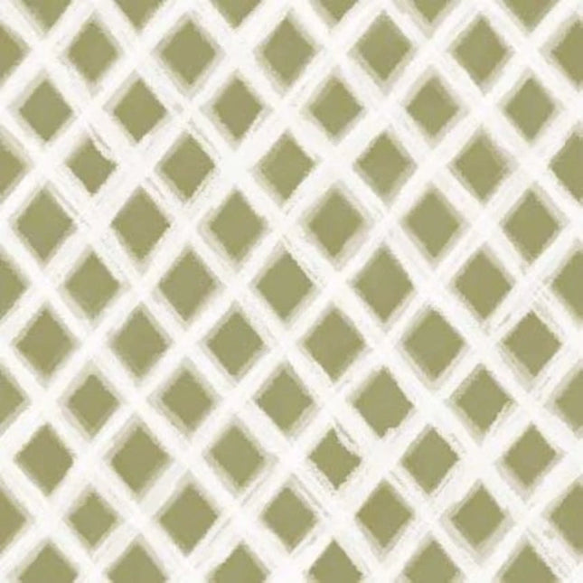 Hydrangea Reverie Lattice Green Cotton Fabric