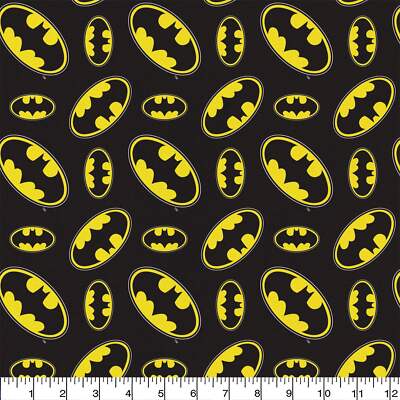Justice League Batman Black Logo Cotton Fabric