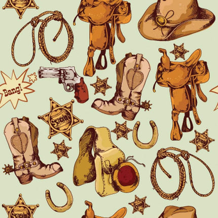 Cowboy Allover Digital Cotton Fabric