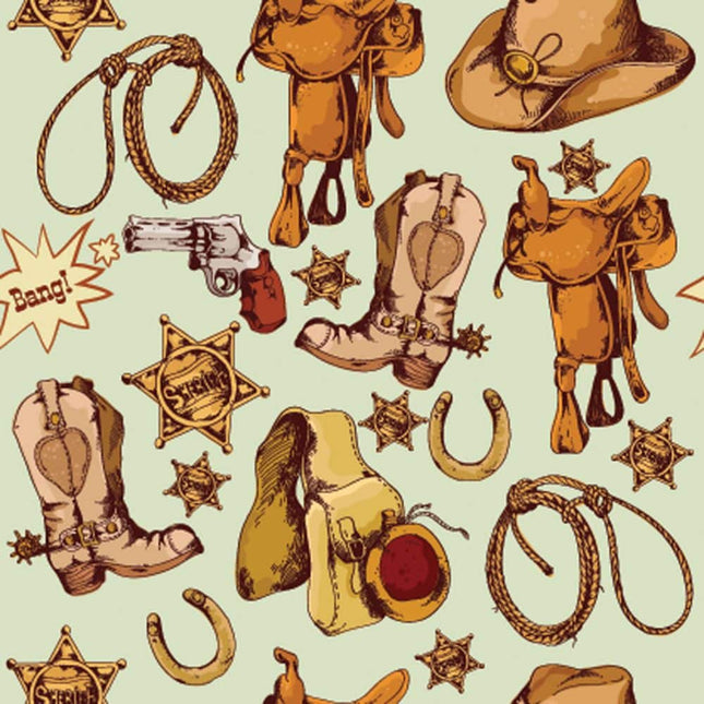 Cowboy Allover Digital Cotton Fabric
