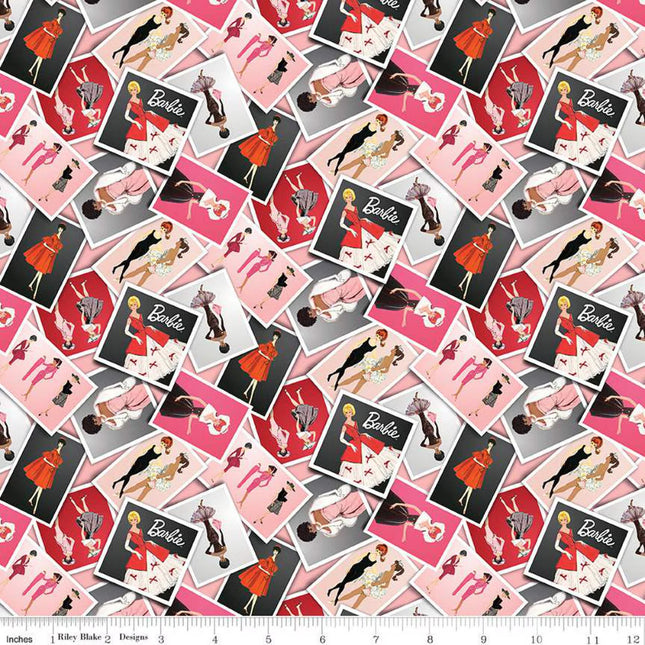Barbie Vintage Photos Pink Cotton Fabric