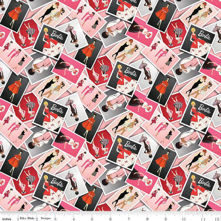 Barbie Vintage Photos Pink Cotton Fabric Pillowcase