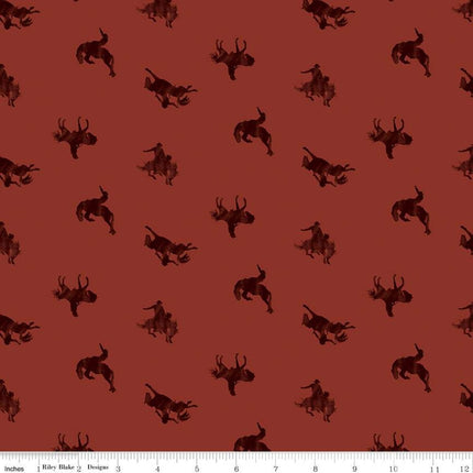 Back of the Chutes Broncos Rust Cotton Fabric