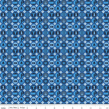All Aboard With Thomas & Friends Friends Blue Cotton Fabric