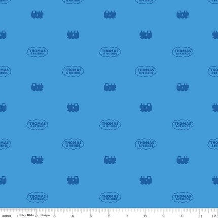All Aboard with Thomas & Friends Silhouette Blue Cotton Fabric
