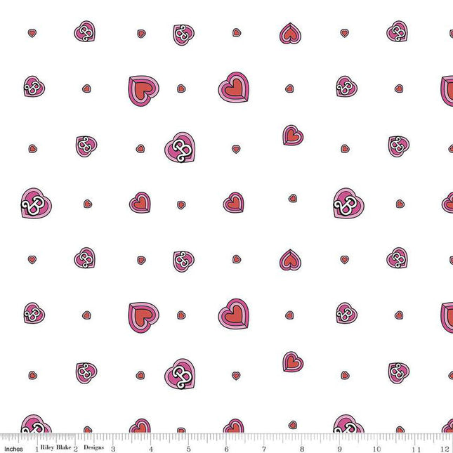 Barbie Malibu Hearts White Cotton Fabric Table Runner & Placemats