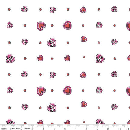 Barbie Malibu Hearts White Cotton Fabric Curtain