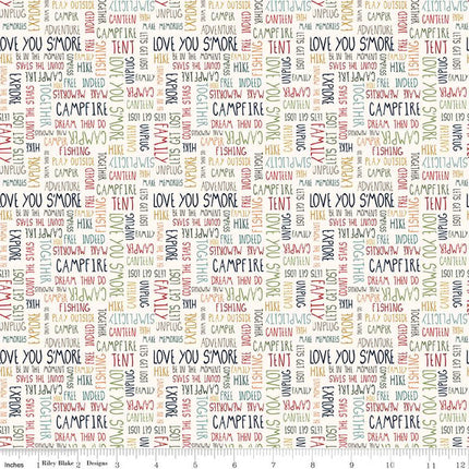 Love You S'more Text Cream Cotton Fabric