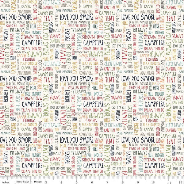 Curtain Valance - Love You S'more Text Cream Cotton