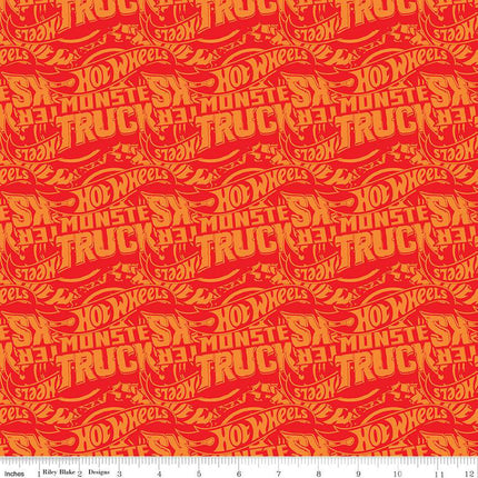 Hot Wheels Monster Trucks Tonal Red Cotton Fabric