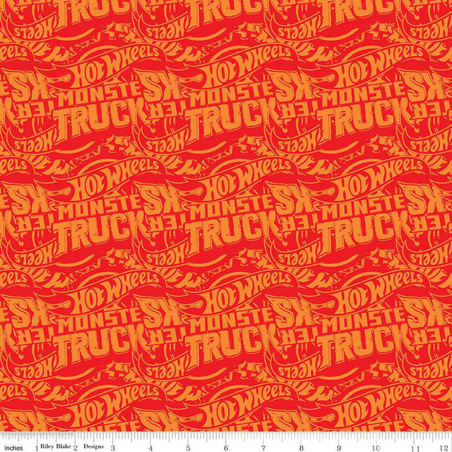 Hot Wheels Monster Trucks Tonal Red Cotton Fabric
